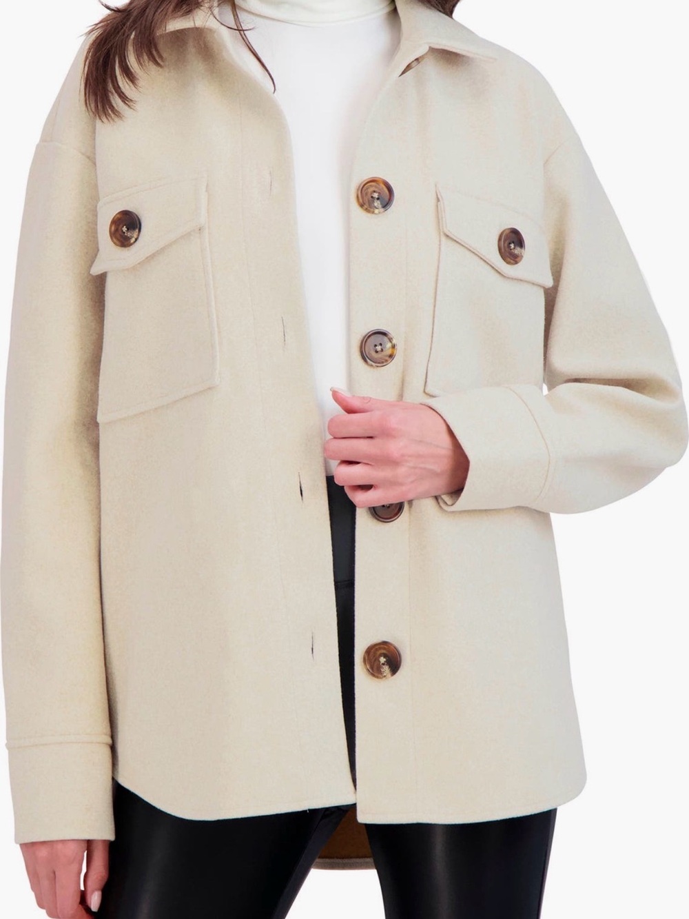 Ookie & Lala Faux Wool Shacket-Small-NWT- HEATHER MOCHA